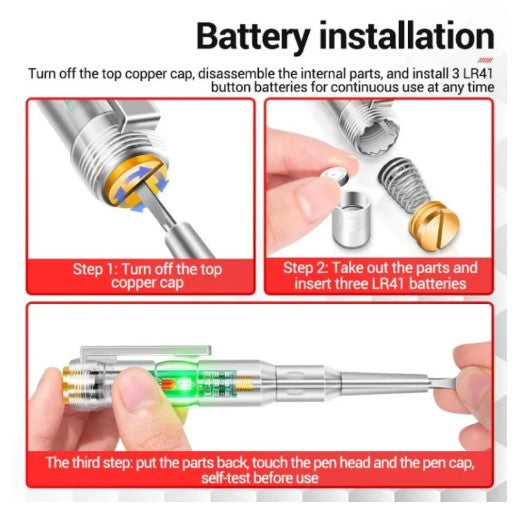 Intelligent LED Photometer Test Pen Voltage Detector Voltmeter 24-250V Circuit Tester